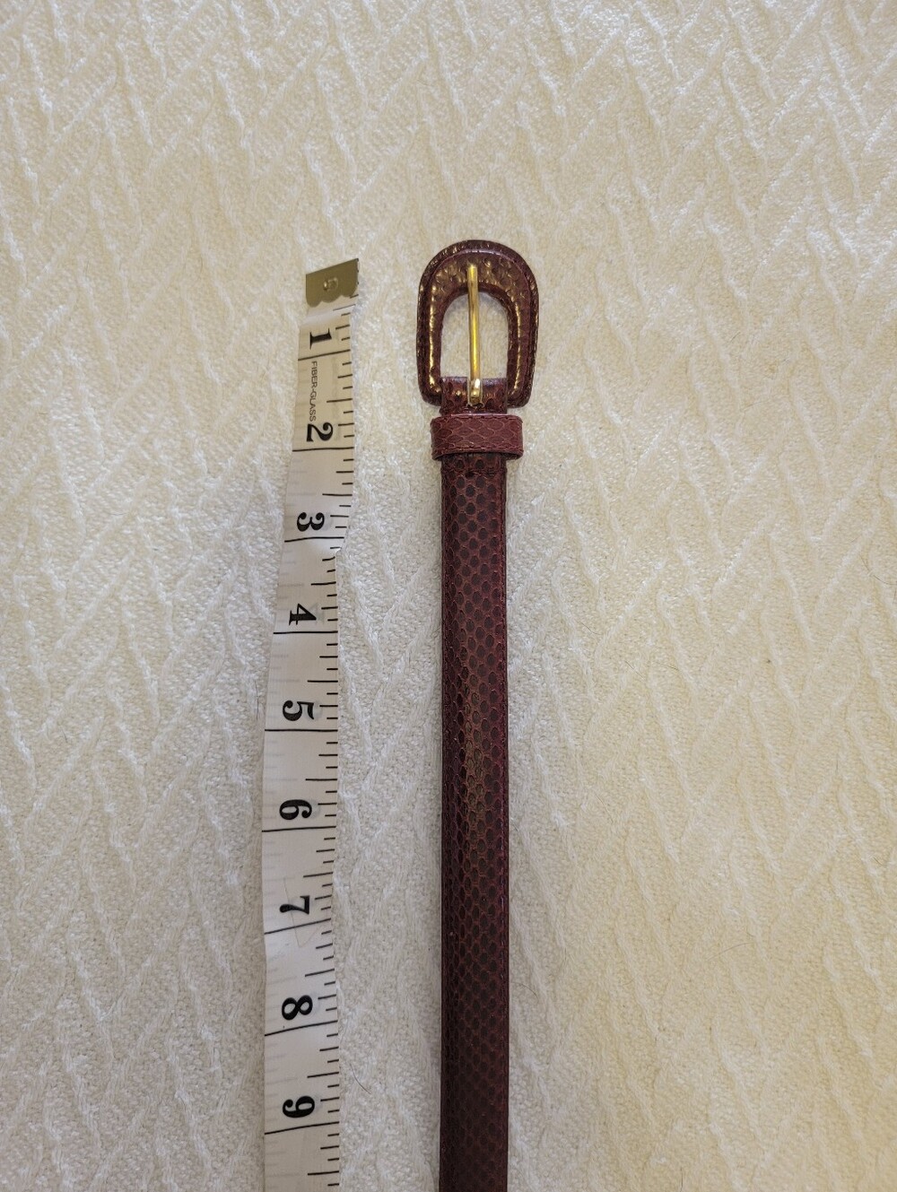 Vintage SADDLEBRED Slim Burgundy Textured Genuine SNAKE SKIN Belt
